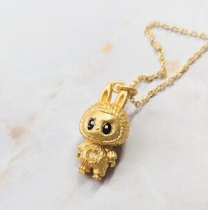 Labubu "Golden Heart" Artisan Necklace S925 Silver (Minor Flaw)